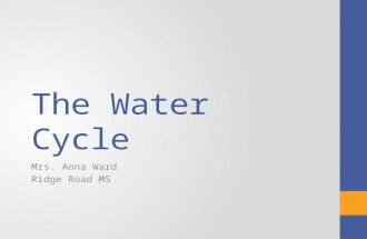 The Water Cycle Mrs. Anna Ward Ridge Road MS. Warm Up On page 16… Please label this page…Salt Water Evaporation Question: What happens when salt water.