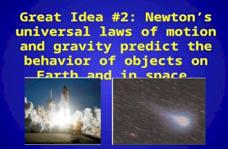 Great Idea #2: Newton’s universal laws of motion and gravity predict the behavior of objects on Earth and in space.