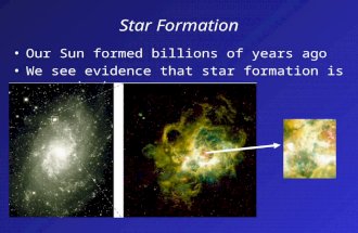 Star Formation Our Sun formed billions of years ago We see evidence that star formation is a constant process.