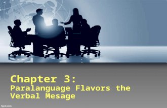 Chapter 3: Paralanguage Flavors the Verbal Mesage.