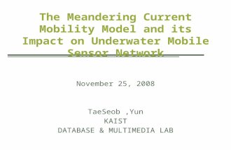 The Meandering Current Mobility Model and its Impact on Underwater Mobile Sensor Network November 25, 2008 TaeSeob,Yun KAIST DATABASE & MULTIMEDIA LAB.