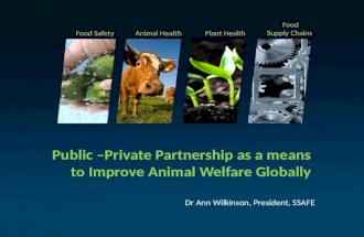 Public –Private Partnership as a means to Improve Animal Welfare Globally Dr Ann Wilkinson, President, SSAFE Food SafetyAnimal HealthPlant Health Food.