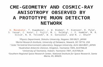 CME-GEOMETRY AND COSMIC-RAY ANISOTROPY OBSERVED BY A PROTOTYPE MUON DETECTOR NETWORK K. Munakata 1, T. Kuwabara 1, J. W. Bieber 2, P. Evenson 2, R. Pyle.