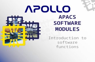 APACS SOFTWARE MODULES Introduction to software functions.