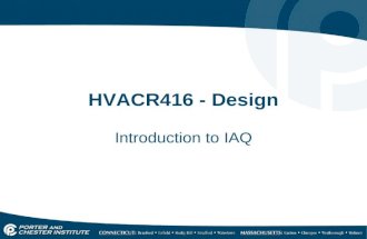 HVACR416 - Design Introduction to IAQ. What is Indoor Air Quality Indoor air quality (IAQ) is a term used to describe the indoor climate of a building.