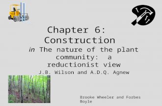 Chapter 6: Construction in The nature of the plant community: a reductionist view J.B. Wilson and A.D.Q. Agnew Brooke Wheeler and Forbes Boyle.