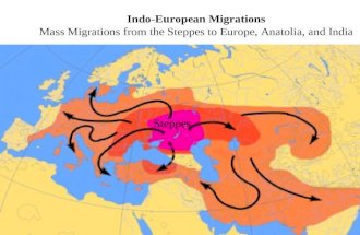 Indo-European Migrations Mass Migrations from the Steppes to Europe, Anatolia, and India Steppes.
