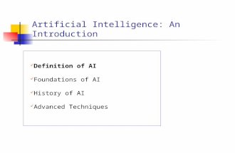 Artificial Intelligence: An Introduction Definition of AI Foundations of AI History of AI Advanced Techniques.