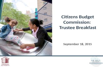 Citizens Budget Commission: Trustee Breakfast September 18, 2015.