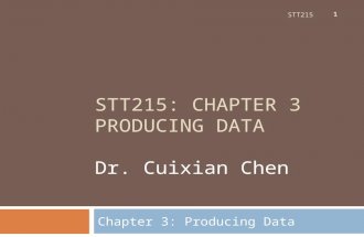 STT215: CHAPTER 3 PRODUCING DATA Dr. Cuixian Chen Chapter 3: Producing Data STT215 1.