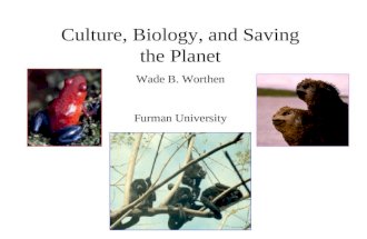 Culture, Biology, and Saving the Planet Wade B. Worthen Furman University.
