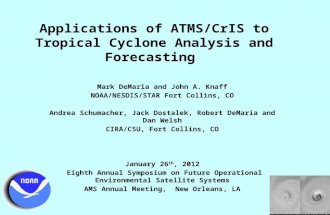 Applications of ATMS/CrIS to Tropical Cyclone Analysis and Forecasting Mark DeMaria and John A. Knaff NOAA/NESDIS/STAR Fort Collins, CO Andrea Schumacher,