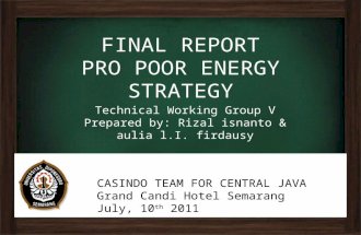 FINAL REPORT PRO POOR ENERGY STRATEGY Technical Working Group V Prepared by: Rizal isnanto & aulia l.I. firdausy CASINDO TEAM FOR CENTRAL JAVA Grand Candi.