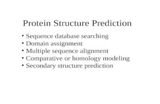 Protein Structure Prediction Sequence database searching Domain assignment Multiple sequence alignment Comparative or homology modeling Secondary structure.