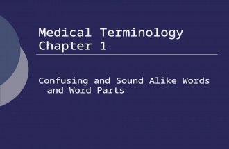 Medical Terminology Chapter 1 Confusing and Sound Alike Words and Word Parts.
