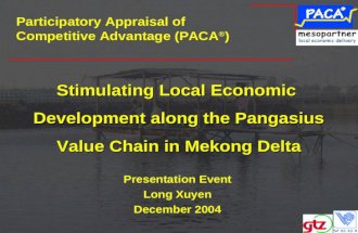 Stimulating Local Economic Development along the Pangasius Value Chain in Mekong Delta Presentation Event Long Xuyen December 2004 Participatory Appraisal.
