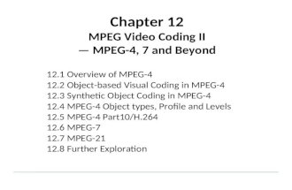 Chapter 12 MPEG Video Coding II — MPEG-4, 7 and Beyond 12.1 Overview of MPEG-4 12.2 Object-based Visual Coding in MPEG-4 12.3 Synthetic Object Coding in.