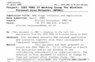 Doc.: IEEE 802. 15-06-0217-00-0ban Submission Jacksonville, FL April 2006 Olivier Rousseaux, IMEC NLSlide 1 Project: IEEE P802.15 Working Group for Wireless.