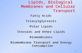1 Lipids, Biological Membranes and Cellular Transport Fatty Acids Triacylglycerols Polar Lipids Steroids and Other Lipids Biomembranes Biomembrane Transport.