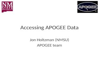 Accessing APOGEE Data Jon Holtzman (NMSU) APOGEE team.