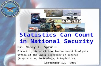1 Statistics Can Count in National Security Dr. Nancy L. Spruill Director, Acquisition Resources & Analysis Office of the Under Secretary of Defense (Acquisition,