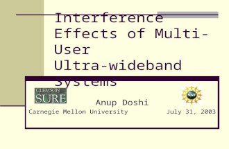 Interference Effects of Multi-User Ultra-wideband Systems Anup Doshi Carnegie Mellon University July 31, 2003.