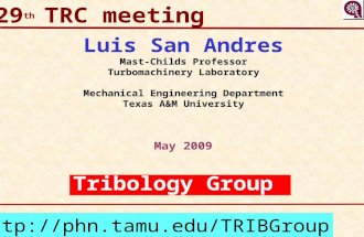 Tribology Group Luis San Andres Mast-Childs Professor Turbomachinery Laboratory Mechanical Engineering Department Texas A&M University May 2009 29 th TRC.