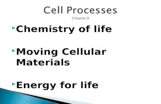 Chemistry of life  Moving Cellular Materials  Energy for life.