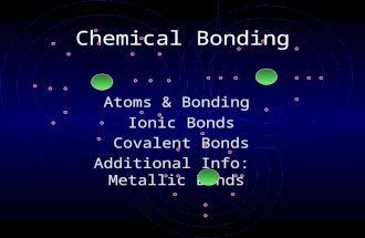 Chemical Bonding Atoms & Bonding Ionic Bonds Covalent Bonds Additional Info: Metallic Bonds.