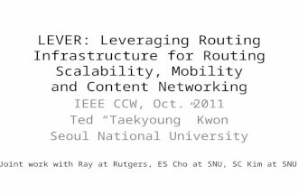 LEVER: Leveraging Routing Infrastructure for Routing Scalability, Mobility and Content Networking IEEE CCW, Oct. 2011 Ted “Taekyoung” Kwon Seoul National.