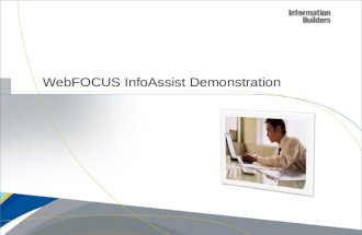 WebFOCUS InfoAssist Demonstration. INFOASSIST Create a New Custom Report and Save.