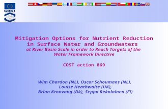 Mitigation Options for Nutrient Reduction in Surface Water and Groundwaters at River Basin Scale in order to Reach Targets of the Water Framework Directive.