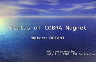 Status of COBRA Magnet Wataru OOTANI MEG review meeting July 11 th, 2003 PSI Switzerland.