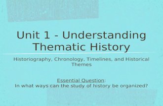 Unit 1 - Understanding Thematic History Historiography, Chronology, Timelines, and Historical Themes Essential Question: In what ways can the study of.