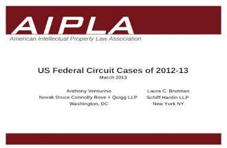 1 1 AIPLA Firm Logo American Intellectual Property Law Association US Federal Circuit Cases of 2012-13 March 2013 Anthony Venturino Novak Druce Connolly.
