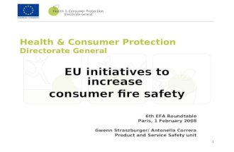 1 Health & Consumer Protection Directorate General EU initiatives to increase consumer fire safety 6th EFA Roundtable Paris, 1 February 2008 Gwenn Straszburger