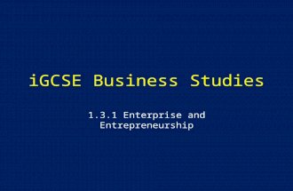 IGCSE Business Studies 1.3.1 Enterprise and Entrepreneurship.