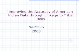 Improving the Accuracy of American Indian Data through Linkage to Tribal Rolls NAPHSIS 2008.