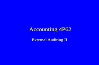 Accounting 4P62 External Auditing II. Section 1 Completing The Audit CICA 3290, 3840, 5405, 6550, 6560.