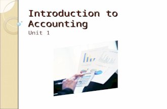 Introduction to Accounting Unit 1. Coming together is the beginning. Keeping together is progress Working together is success - Henry Ford American Automobile.