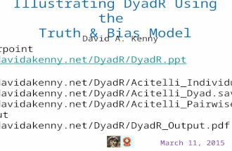 Illustrating DyadR Using the Truth & Bias Model David A. Kenny March 11, 2015 Powerpoint davidakenny.net/DyadR/DyadR.ppt Data davidakenny.net/DyadR/Acitelli_Individual.sav.