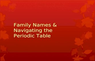 Family Names & Navigating the Periodic Table. Part 1 Metals, Nonmetals & Metalloids.