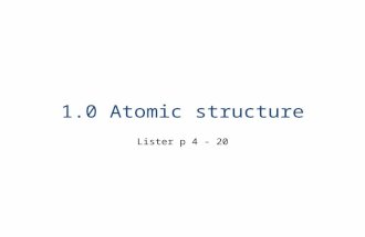 1.0 Atomic structure Lister p 4 - 20. AQA AS Specification LessonsTopics 1-2 Fundamental particles be able to describe the properties of protons, neutrons.