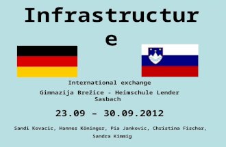 Infrastructure Sandi Kovacic, Hannes Köninger, Pia Jankovic, Christina Fischer, Sandra Kimmig International exchange Gimnazija Brežice - Heimschule Lender.