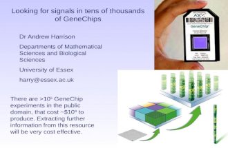 Dr Andrew Harrison Departments of Mathematical Sciences and Biological Sciences University of Essex harry@essex.ac.uk Looking for signals in tens of thousands.