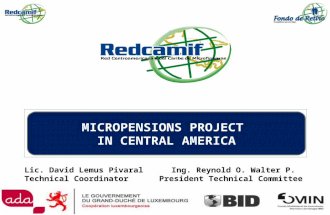 Productos Nuevos Relacionados sobre Las Microfinanzas Ing. Reynold O. Walter P. President Technical Committee MICROPENSIONS PROJECT IN CENTRAL AMERICA.
