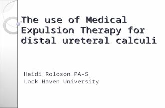 The use of Medical Expulsion Therapy for distal ureteral calculi Heidi Roloson PA-S Lock Haven University.