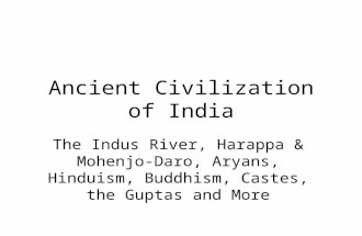 Ancient Civilization of India The Indus River, Harappa & Mohenjo- Daro, Aryans, Hinduism, Buddhism, Castes, the Guptas and More.