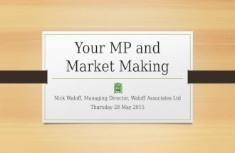 Your MP and Market Making Nick Waloff, Managing Director, Waloff Associates Ltd Thursday 28 May 2015.