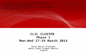 CLIL CLUSTER Phase 1 Mon-Wed 17-19 March 2014 David Marsh (Finland) María Jesús Frigols Martín (Spain) CLIL Cluster, Ministero dell’ Istruzione dell Universita.